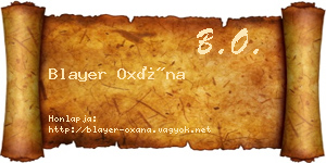 Blayer Oxána névjegykártya